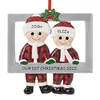 樹脂クリスマスの飾りかわいいクリスマスファミリーオーナメントレッド格子縞のサンタクロースペンダントdiy名写真フレームクリスマスツリーオーナメントギフト0811