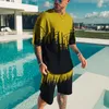 Men's Tracksuits Men's Suits 3D Activewear Summer Fashion T-Shirt Shorts 2 Pieces Casual Streetwear Oversized SuitsMen's