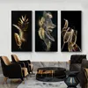 Pittura astratta Wall Art Foglie d'oro e albero di fiori Pittura a olio su tela Poster e stampe Immagini per soggiorno Deco