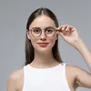 Lunettes de soleil mode ordinateur cadre rond pour femmes lunettes de lecture optique classique lunettes métal acétate