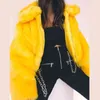 Automne jaune lâche faux vison veste en cuir femmes hiver épaissir chaud manteau en cuir de fourrure femme vêtements de mode mince grande taille 4XL T220810