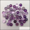 Perles en pierre bijoux Natural 6 mm 8 mm 12 mm Round Amethyst Face for Collier Ring Earrings Dhhdf