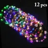 12 -stcs Luminous 10Led kopstuk Garland Crown Flower Headband gloeiende krans voor bruiloftsfeest Kerstmis slingers 220811
