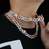 Чокеры Большой тяжелый полный ледяной блок Cz Cuban Infinity Chain Silver Rose Gold Color Star Star eye Hip Hop Hearlacechoke2453270