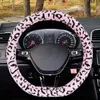 DType Car Steering Cover Leopard Print Bunny Plush Steering Suitable For 3738Cm 145 "15" For D Shape Steering Wheel J220808