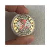 Regalo Las Vegas Seven Badge Dipinto in microrilievo Buona fortuna a te Medaglia placcata in oro Specie 32mm Moneta commemorativa del casinò.cx