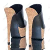 Olomm Handmade Women Platform Mules Sandals Cork Ultra High High