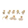 1Pc Silver And Gold Color Cz Cartilage Earring Stainless Steel Stars Flowers Screw Back Stud Tragus Rook Lobe Piercing Jewelry3258