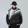 Mäns vårjacka Men Patchwork Japanese Stand Collar Windbreaker Coat College College Loose Jackets Par Hip Hop Autumn 220811