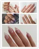 Ensemble d'ongles courts d'amande de 24 pc, appuyez sur Fake Fingernails à rayures à rayures Faux Nails8796315