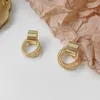 Designer Filigree Cool Wind Simple Cirlcs Charms Gold Stud Earrings Light Luxury European Style Statement Women Fashion Earrigns