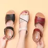 Sandals Middle-aged Mother Summer Style Leather Soft Sole Comfortable Non-slip Low-heel Flat Women's ShoesSandals