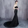 Новые черные русалочные кружева Longwedding платья с ремнями открывают женские женщины современные не белые приема на прием простые элегантные обычаи