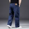 Fashion 10xl Jeans de tamanho grande gordo cal￧as soltas cal￧as de carga casual trabalho de folga preto e confort￡vel diariamente 220811