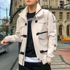 Giacche da uomo Bomber giapponese da college per uomo Cachi Casual Hiphop con cappuccio Autunno Maschile Esercito militare Streetwear Cargo CoatMen's