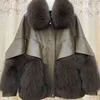 2021 invierno nuevo abrigo de piel sintética de moda de mujer acolchado delgado grueso imitación de piel chaqueta femenina otoño Casual empalme prendas de vestir exteriores T220810