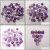 Perles en pierre bijoux Natural 6 mm 8 mm 12 mm Round Amethyst Face for Collier Ring Earrings Dhhdf