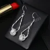 925 Silver color dangle Earrings for Women fashion Jewelry Net beads long earrings high quality Holiday Gifts