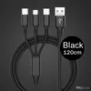 1.2m laddningsladdningskablar för Samsung Note20 S20 S22 3 I 1 Micro USB Type C Fast Charger Cable UBSC Cord med OPP Bag