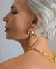 Ins Net Blogger rouge avec le même goujon boucles d'oreilles simples en pierres précieuses personnalité tempérament tout assorti aiguille en argent 925 accessoires de mode