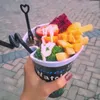 Snack Cup Holder Creative Fried Chickens Fries Popcorn Cups Holders Disposable Cold Drink Milk Tea Plastic Tray convenient