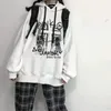 Mektup Graffiti Baskı Japon Tatlı ve Sevimli Hoodies Büyük Boy Kadınlar Bahar İnce Bölüm Gençler için Gevşek Çift Giysiler 220818