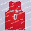 2022 2020 New NCAA Ohio State Buckeyes Jerseys 0 Russell College Basketball Jersey Blanc Rouge Taille Jeune Adulte