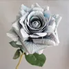 ONE Faux Flower Single Stem Curling Rosa Simulation Print Rose for Wedding Home Decorative Artificial Flowers