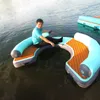 Aufblasbares Dock Hangout 240, klassische aufblasbare Wasserfloß-Yacht, Jet-Ski-Schwimmplattform mit Eva-Teakholz