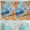 Fleurs colorées à huile peinture murale tapis tournesol art suspendu bohème hippie sorcellerie tapiz dortorory décor j220804