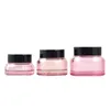 Leere klare rosa Gesichtscreme-Flasche, kosmetische Verpackungsbehälter, Glasgefäße, Schraubverschluss mit Innendeckel, tragbare Emulsion, nachfüllbare Töpfe, 15 g, 30 g, 50 g