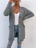 Женский кардиганский свитер Maycaur осень и зимний пальто скрученной веревка сплошные вязаные свитера Women 220818