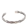 Designer Anenjery Silver Color Woven Twist Bracelet Bangle for Men Women Retro Korean Hand Jewelry