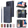 Schlanke Lanyard Folio 9 Kartenfächer Handyhülle für Samsung Galaxy A13 A53 A33 A73 5G A12 A42 A52 A72 A32 A22 A82 A51 A71 A10S A20S Multifunktionale Geldbörse mit Reißverschluss