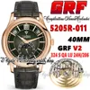 GRF V2 GR5205 324 S QALU24H/206 GR324 Автоматические мужские часы Просложений Годовой календарь Розовое золото Фаза оливковая зеленый циферблат