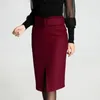 femme OL r slim sexy taille haute sac hanche moitié couleur unie poche arrière jupe professionnelle jupe d'hiver S3XL 220818