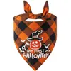 Halloween Chien Bandanas Foulard Réfléchissant pour Animaux de Compagnie Foulard Triangle à Carreaux Bavoirs Lavable Chat Foulards Crâne Fantôme Chiens Bandana pour Halloween Fête Animaux Costume