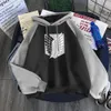Attaque sur l'homme Titan Hoodies Sweatshirts d'anime graphique Hoods Homy Mens Fleep Fleece Casual Pullover Survey Corps Harajuku Streetwear Y220818