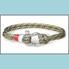 Braccialetti con ciondoli Bracciale in pelle da uomo Trendy Sport Cam Jewelry Cavo per paracadute Fibbia in acciaio inossidabile per braccialetti da uomo Drop Dhseller2010 Dh3M2