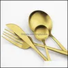 Geschirr Sets 30 stücke Matte Gold Geschirr Set Edelstahl Küche Besteck Messer Löffel Dessert Gabel Abendessen Besteck Dr Bingdundun Dhcdv