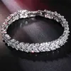 Designer Luxury Zircon Leaf Shape Wedding Charm S For Women Brud Armband Bangle Jewelry Gift