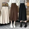 Jupe plissée en velours côtelé Vintage femmes épaisse automne hiver jupe mode coréenne taille haute velours Midi longue ALine jupe femme 220818