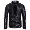 Men's Fur & Faux Brand Mens Pleated Leather Jacket Europe And America Classic Casual PU Locomotive Coat Latest Fashion Slim