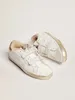 Sole Heel Dirty Shoes Designer Luxurious Italian Vintage Handmade Old School White Leather Sneakers with Platinum Sequin XX and Shearling Lining