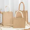 Burlap Tote Bags Jute Beach Shopping Handbag Vintage Reusable Gift Bags with Handles for Birthday Party Wedding