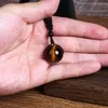 Colliers avec pendentif en pierre d'oeil de tigre naturel pour femmes, perles naturelles, brins de guérison énergétique Reiki pour hommes