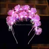 Ghirlande di fiori decorativi 1 pezzo Fasce per capelli illuminate a led Accessori per capelli illuminati Corona di fiori Corona Fascia Testa luminosa Bdesybag Dhks3