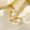 Hoop Huggie Uworld 18K Золотая с золотой серьги из нержавеющей стали INS минималистская бамбуковая эмаль в форме шарма для женщин Huggiehoop