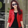 Fashion Women s Leather Jacket Bright Colors Black Motorcycle Coat Short Faux Biker Soft Female 220818