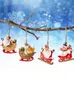 クリスマスデコレーション4PCS樹脂ドール装飾木ハンギングペンダントチャームかわいいサンタと雪だるまクリスマスホリデーファミリーパーティーデコレーション